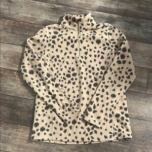 Lands' End Tan and Green Leopard Print Sweatshirt